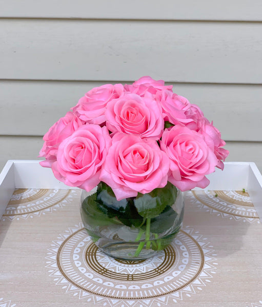 30 Real Touch Roses Round Centerpiece Arrangement – Flovery