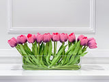 21-in Modern Real Touch Faux Tulips Arrangement in Long Vase