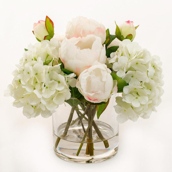 Light Pink Silk Peonies Buds Hydrangeas Arrangement – Flovery