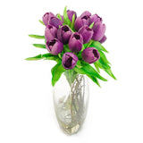 Purple Real Touch Tulips Moon Glass Vase Arrangement - Flovery