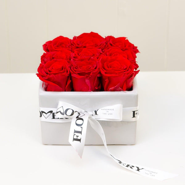 Red Roses White Ceramic Square Eternity Roses – Flovery